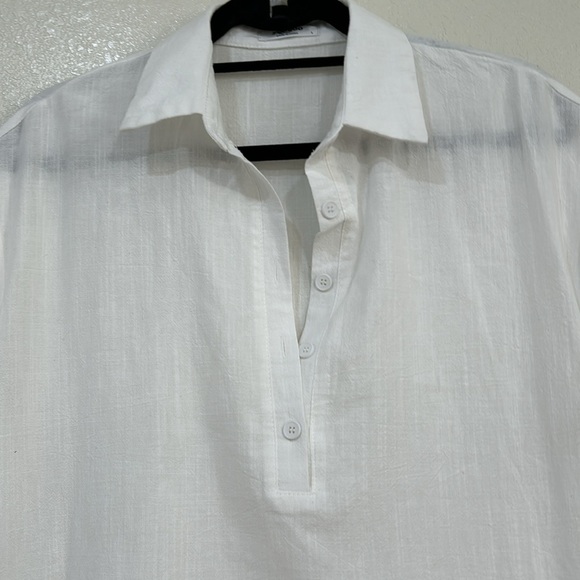 ZEAGOO WOMENS SHIRT DRESS SHORT SLEEVE WHITE LIGHTWEIGHT SZ LG - Picture 6 of 10